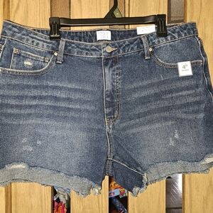 NWT Time and Tru Sz 18 Blue Jean Shorts with Frayed Hem